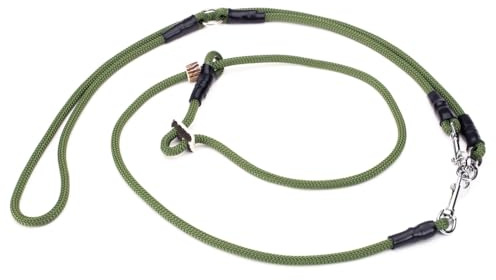 Mystique Retrieverleine Umhängeleine Hunting Profi 8mm M - 295cm olivgrün mit Zugbegrenzung