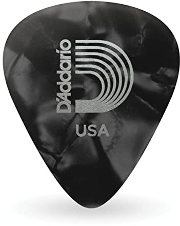 D'Addario Plektrum - Plektren Gitarre - Pearl Celluloid Guitar Picks - Gitarren Plektrum - 1CBKP6-25 - Black, Heavy - 25-Stück