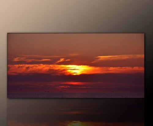 WOW - schöner Sonnenuntergang !!! Deko Bild auf Leinwand xxl large (zingst_60x130cm) HD Bilder fertig gerahmt mit Keilrahmen groß. Ausführung schöner Kunstdruck auf echter Leinwand als Wandbild mit Rahmen. Preiswerter als Ölbild Gemälde Poster Plakat mit Bilderrahmen. Picture Typ (Natur Landschaft Meer Sonnenuntergang romantisch gelb orange rot). 100% Made in Germany.