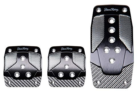 Simoni Racing 963/C Kohlenstoff-Schatten Kit 3 Pedale mit Echten Weißen Zusatz Schwarz Aluminium | Handgeschaltet