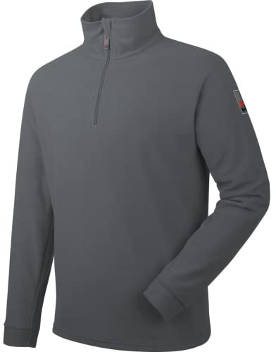 WÜRTH MODYF Fleecetroyer Luca – Atmungsaktiver Fleece Pullover mit Stehkragen und Viertel-Reißverschluss – perfekt für Handwerk, Werkstatt, Arbeiten im Freien, grau – Größe M