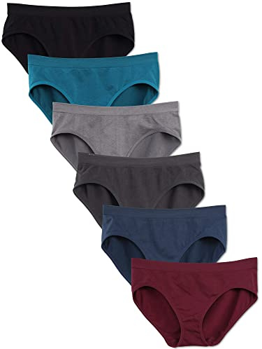 Kalon 6 Pack Women's Hipster Brief Nylon Spandex Underwear (Small, Winter)