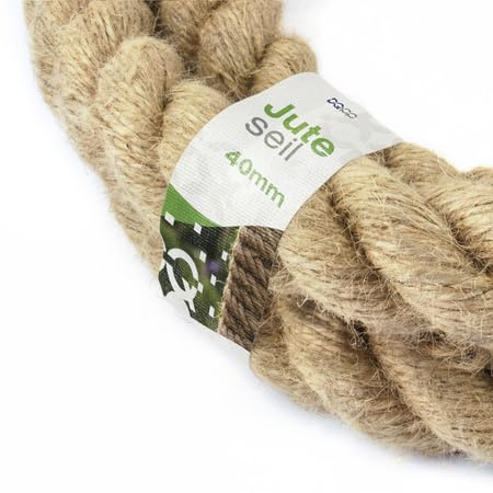 DQ-PP JUTESEIL – 10m 40mm stark – Kordel Natur Braun Naturfasern – DIY Dekoration – Makramee – Garten Tauziehen Handlauf