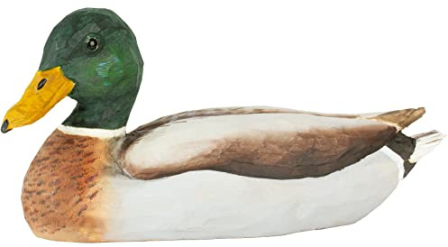 WILDLIFEGARDEN Wildlife Garden WG457 DecoBird Stockente, Männchen - Handgeschnitzter Dekorative Vogel aus Holz - Große Europäische Vögel
