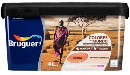 Bruguer Colores del Mundo Pintura para paredes monocapa Kenia Marrón Intermedio 4 L