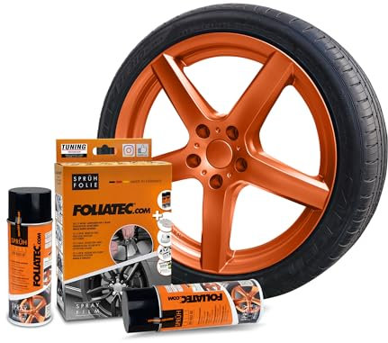 Foliatec Sprühfolie Auto Felgenfolie Sprüh Lack Set für 4 Felgen, Abziehbar, Gute Deckkraft, kupfer metallic matt, 2x 400ml