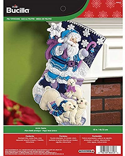 Bucilla 18 Weihnachtsstrumpf-Applikation aus Filz, 86653 Arctic Santa