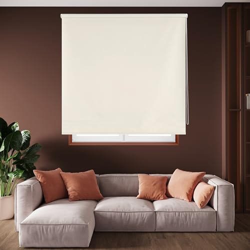 Blindecor Draco | Rollo verdunkelung - Beige, 120 x 175 cm (BxH) | Stoffgröße 117 x 170 cm. Thermorollo für fenster