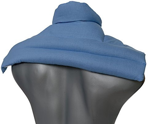 Traubenkernkissen Schulter & Nackenkissen mit Kragen. Nacken Wärmekissen, Körnerkissen - Wärme und Kälte (hellblau, Traubenkerne)