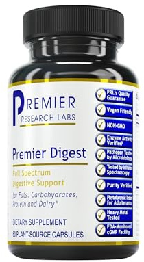 Premier Research Labs Active Digestive Enzymes with Probiotic and Prebiotics - Promotes Full-Spectrum Digestive Support - with Amylase, Protease & Lipase, 60 Plant-Sourced Capsules