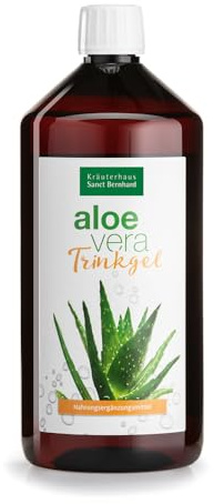 Sanct Bernhard Aloe Vera Drink (1L) Aus dem unverdünnten Aloe Vera Saft frischer Pflanzen | Trinkgel von der Barbadensis Miller Pflanze | Höchste Qualität | Naturprodukt | Made in Germany