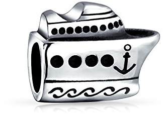 Bling Jewelry Travel Tourism Vacation Ocean Liner Yacht Boat Honeymoon Cruise Ship Bead Charm For Women Oxidized .925 Sterling Silver Fits European Bracelet