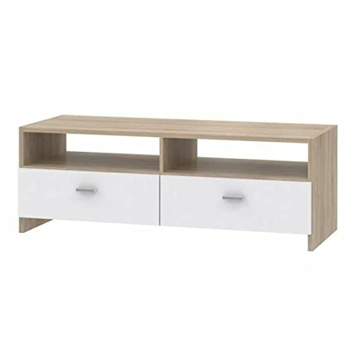 FINLANDEK Meuble TV HELPPO 95cm Blanc et décor Chene