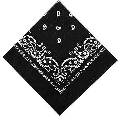 Lizzy Paisley Multifunctional Bandana's Headwear Neckwear Neckerchief Cycling Cowboy Scarf Head Neck Gaiter - Mens Womens Multipack Assorted Men Hair Pirate Bandana (Black)