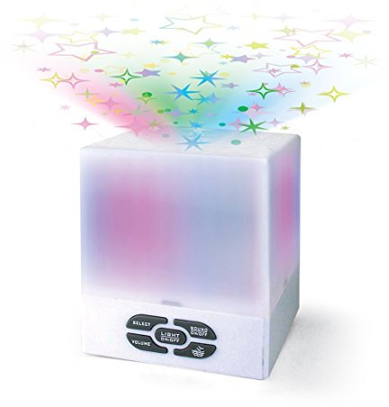 Lullaby Star Cube Night Light Projector with Music: Soothing Sleep Aid, Colour-Changing Stars & Lullabies, Helpful for Insomnia & Tinnitus Masking, Battery/Mains Operated for Nursery, Bedroom, Travel