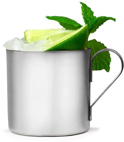 bar@drinkstuff Stainless Steel Moscow Mule Cups 12.3oz / 350ml - Set of 4 | Unique Cocktail Glasses, Cocktail Mugs, Stainless Steel Mugs, Metal Cocktail Mugs, Camping Mugs