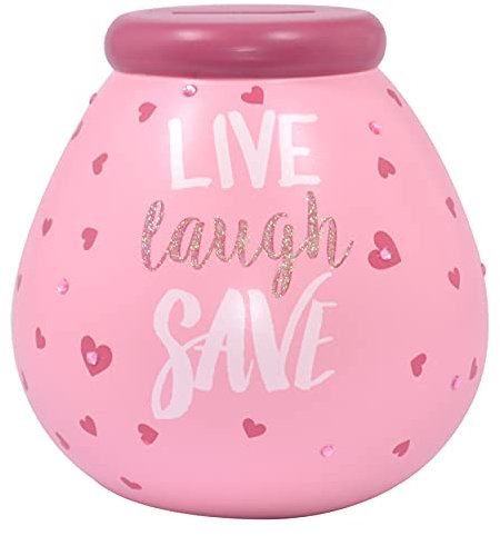Pot of Dreams Money Box Live Laugh Save Hand Painted & Handcrafted Save & Smash Ceramic Pot Eco Friendly & Recyclable Piggy Bank One Size Pink Color Piggy Bank Pack of One