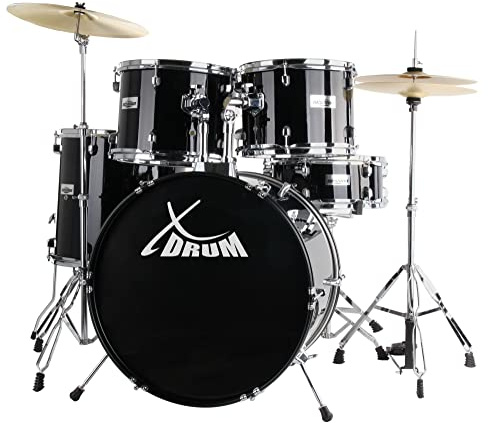 XDrum Semi 20 Studio Schlagzeug Midnight Black - 20 BD, 10 TT, 12 TT, 14 FT, 14 SD - inkl. Schule - Schwarz