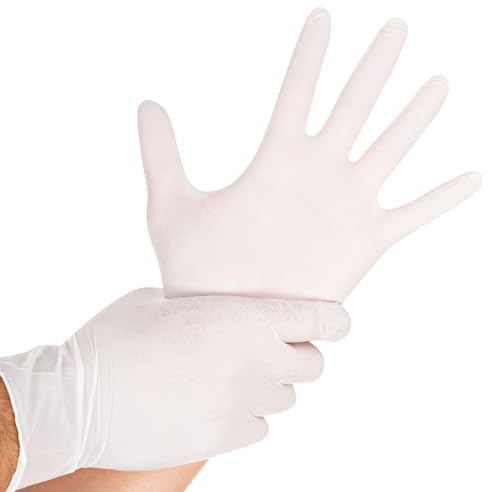 Franz Mensch Hygostar Safe Light Lot de 100 gants jetables en nitrile non poudrés Blanc 8/M 24 cm Tailles XS, S, M, L, XL et XXL