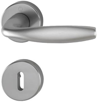 HOPPE AG BCA80089 Hoppe-Ensemble de 2 poignees de Porte New York sur Rosace-Coloris Argent-Fonction.Clé L