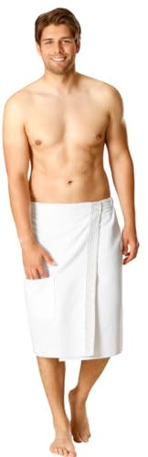 Betz Kilt da sauna maschile con chiusura a strappo e tasca, 100% cotone, colore: verde, beige, crema e grigio Colore crema