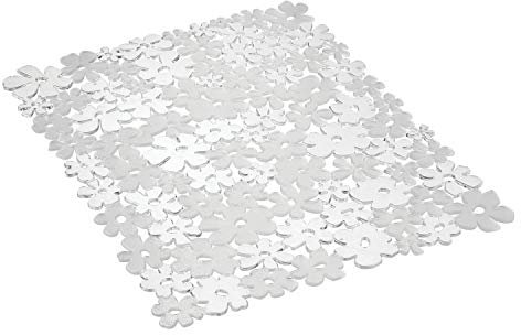 iDesign Blumz Spülbeckeneinlage, große Spülbeckenmatte aus PVC Kunststoff, durchsichtig