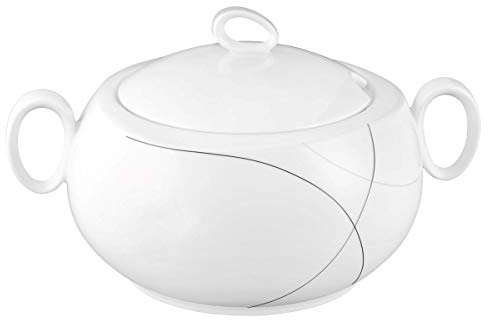Seltmann Weiden Schüssel mit Deckel 3,2 L Trio Highline, Hartporzellan, Grau/Schwarz, 29.9 x 22.5 x 17.3 cm