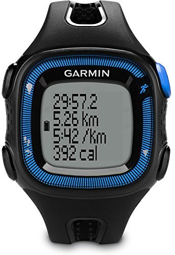 Garmin Forerunner 15 - Orologio sport resistente all'acqua, Nero/Blu, 24.9 x 23.9 mm