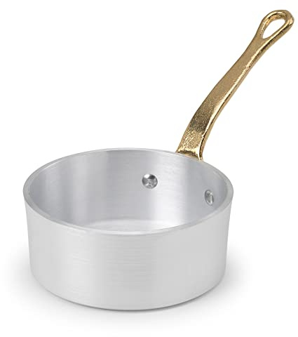 Pentole Agnelli Linea 1932 Casseruolino Basso a Servire con Manico, Alluminio, Argento, 10 cm