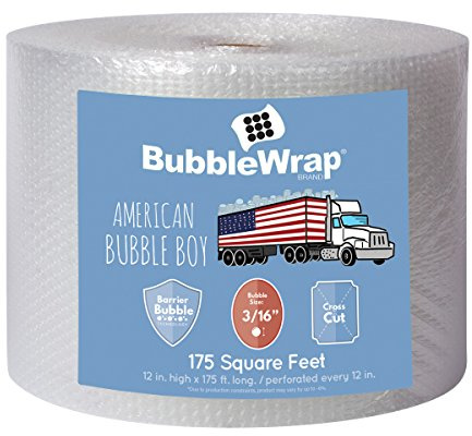 American Bubble Boy 3/16' Small PLUS Bubble Wrap, 175 Feet Bubble Wrap Roll- Premium shipping supplies for Moving and packing heavy duty materials - Perforated plastic wrap bubble Every 12 Inches.