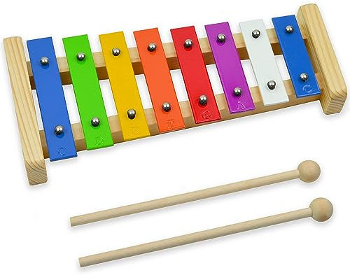 A-Star 8-Noten-Buntes diatonisches Glockenspiel-Xylophon mit mehrfarbigen Tasten und zwei Holzschlägeln – C6 bis C7