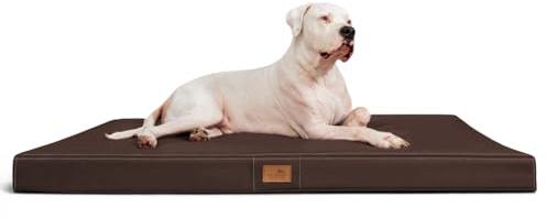 tierlando® Orthopädische Hundematratze Oscar Easy CLEAN aus Kunstleder mit Visco-Schaumfüllung, druckentlastende Hundematte mit Rutschfester Unterseite Größe: 120x90cm | Farbe: 01 Braun
