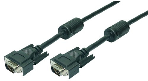 LogiLink Kabel VGA 2X Stecker mit Ferritkern, Schwarz, 20m CV0018