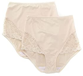 Bali womens Firm Control With Lace Dfx054 2-pack shapewear briefs, Light Beige/Light Beige, XX-Large US