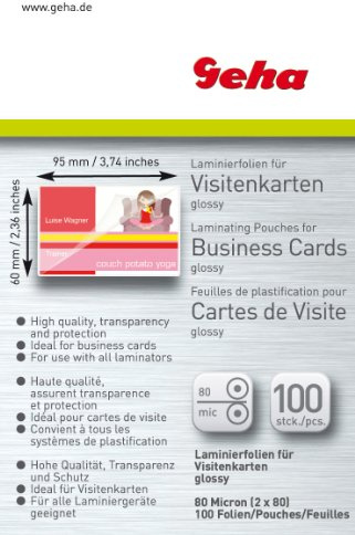 Geha Laminierfolie 80 mic 100er Pack Visitenkartenformat
