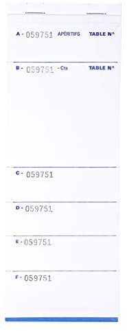 Exacompta - Réf. 96207E - Paquet de 5 blocs Brasserie, Restaurant, Pizzeria - Carnet pour la prise de commande - 50 feuillets autocopiants en 2 exemplaires numérotés - Format 9,6 x 26 cm