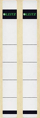 Leitz 16460085 - Etichette autoadesive per raccoglitori in cartone rigido e standard, 10 pezzi, dorso 50 mm, formato corto e sottile, 23 x 192 mm, carta grigia, 16460085