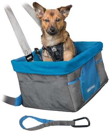 Kurgo Heather Hunde-Autositz, Sitzerhöhung für Hunde, Einfache Montage, Für Haustiere bis zu 9 kg empfohlen, Grau/Blau