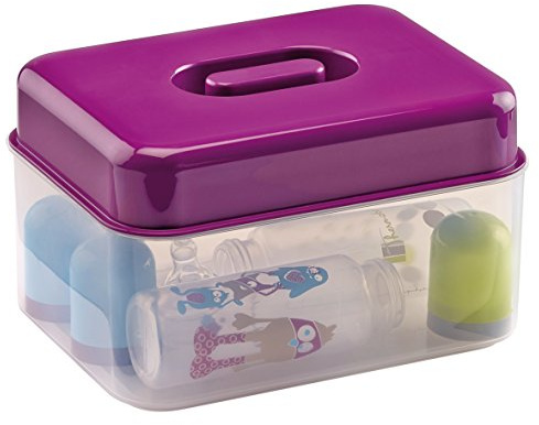 THERMOBABY Sterilisator für Babyflaschen, Mikrowelle, großes Fassungsvermögen, Pflaume | Sterilisiert schnell Flaschen und Zubehör in der Mikrowelle. Große Kapazität und kompakte Größe.