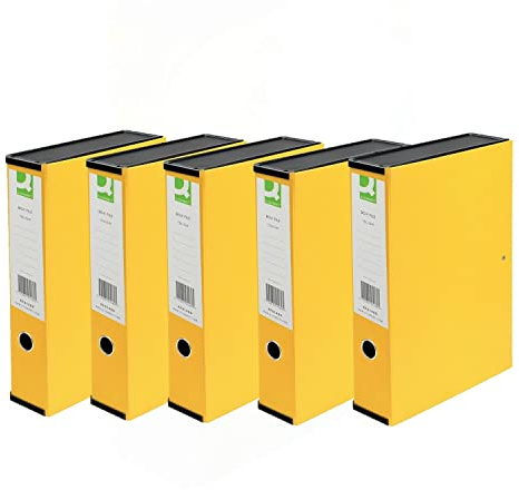 Q-Connect 75mm Box File Foolscap Yellow (5 Pack)