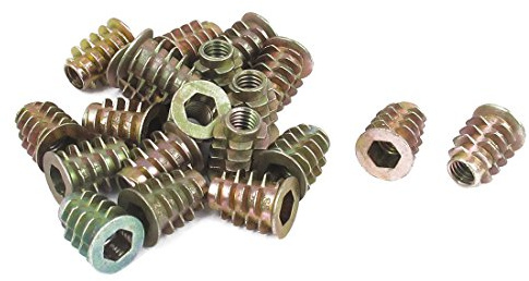 sourcing map Écrous Fileté Insert pour meuble bois M6 x 15 mm 20pcs