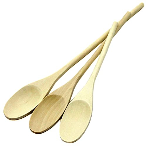 Chef Craft Select Maple Solid Spoon Set, 10, 12, 14 inch 3 Piece Set, Natural