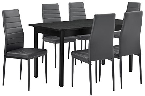 [en.casa] Esstisch grau 140cm x 60cm x 75cm + Stühle grau 96 cm x 43cm