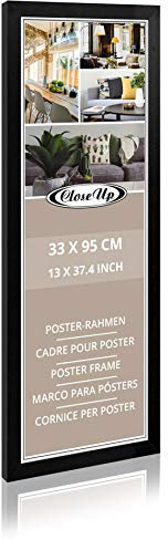 Close Up Bilderrahmen, Schwarz 33x95 cm | Posterrahmen MDF Holz | Frame | für Langbahnoster, PVC Scheibe