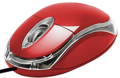 APM Souris Optique Filaire, Coloris Rouge, Ambidextre, Rétroéclairage, 800 DPI, 3 Boutons, Compatible avec PC Mac Ordinateur Portable, 100121