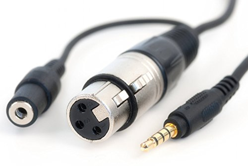 CableJive ProJive v2, Mikrofon Adapter von XLR auf 3,5 mm Stereo Klinke, mit Monitor-Port, für iPhone/iPod/iPad und Android (1,2 m Kabel)