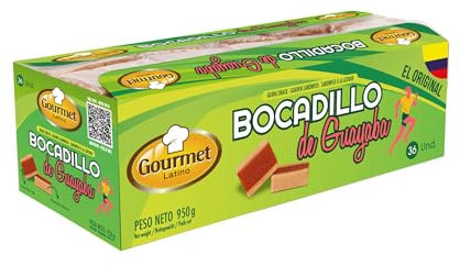 Pack de 36 Bocadillos de Guayaba - 950 g - Sabor Dulce - Alto Contenido en Vitamina C - Aporta una Dosis Extra de Energía - Propiedades Digestivas - Ideal para Deportistas - Gourmet Latino