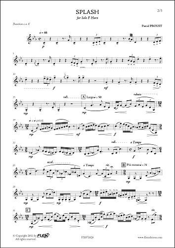 FLEX EDITIONS PROUST P. - SPLASH - SOLO F HORN Klassische Noten Blechblasinstrumente und Percuss Horn