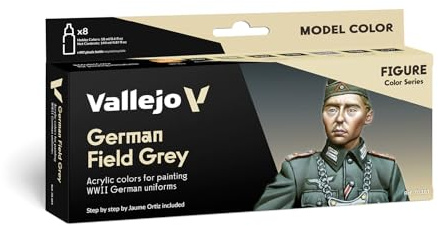 Vallejo Model Color Acrylfarbe German Field Grey, Matt-Finish, 18 ml. Autonivelierend und BSL-System für Modellbau und Figuren. Ideal für präzise Anwendungen in der Modellgestaltung.