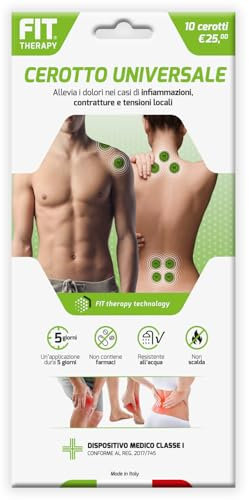 FIT Therapy – Cerotti Antidolorifici e Antinfiammatori Universali – Per Contratture, Dolori Muscolari e Articolari Localizzati – NON SCALDA, Impermeabile, Senza Farmaci, Dura 5 Giorni